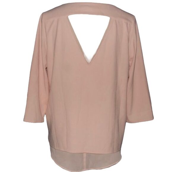 #76 c&e Triangle Cutout V-neck 3/4 Sleeve Top Blouse - Picture 2 of 7